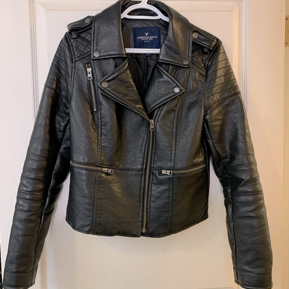American Eagle M faux leather moto jacket